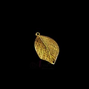 OXIG0139- 5 PCs PACK OF GOLDEN LEAF MOTIF GERMAN SILVER PENDANT