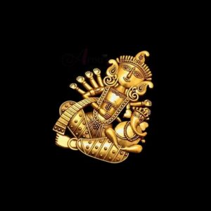 OXIG0154- 1 PC PACK OF GOLDEN DESIGNER MAA DURGA & GANESH MOTIF GERMAN SILVER PENDANT