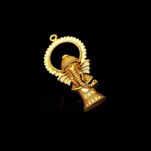 OXIG0176 -2 PCs PACK OF GOLDEN DESIGNER SHREE GANESH MOTIF GERMAN SILVER PENDANT