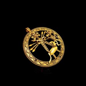 OXIG0184- 1 PC PACK OF GOLDEN DESIGNER DEVI MOTIF GERMAN SILVER PENDANT