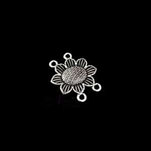 OXIS0091 -10 PCs PACK OF SILVER FLORAL MOTIF GERMAN SILVER PENDANT