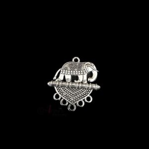OXIS0095- 5 PCs PACK OF SILVER DESIGNER ELEPHANT MOTIF GERMAN SILVER PENDANT