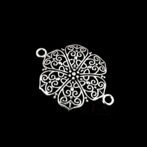 OXIS0100- 5 PCs PACK OF SILVER DESIGNER FLORAL MOTIF GERMAN SILVER PENDANT