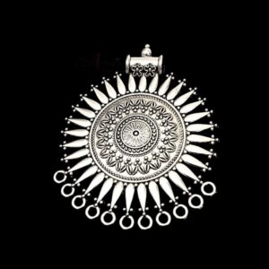 OXIS0104-1 PC PACK OF SILVER DESIGNER ROUND MOTIF GERMAN SILVER PENDANT