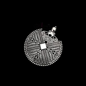 OXIS0105- 1 PC PACK OF SILVER DESIGNER ROUND MOTIF GERMAN SILVER PENDANT