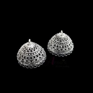 JHUMKAs0048- 2 PAIRS PACK OF GERMAN SILVER | OXIDIZED SILVER JHUMKIES FOR EARRING MAKING
