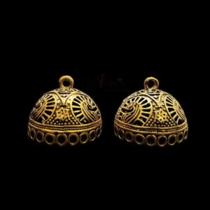 JHUMKAg0082- 1 PAIR PACK OF GERMAN GOLD | OXIDIZED GOLDEN JHUMKIES FOR EARRING MAKING