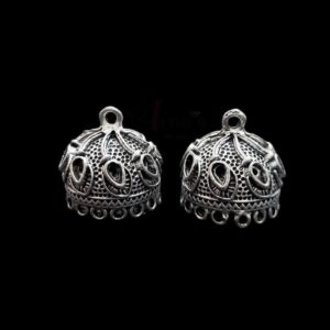 JHUMKAs0077- 3 PAIRS PACK OF GERMAN SILVER | OXIDIZED SILVER JHUMKIES FOR EARRING MAKING