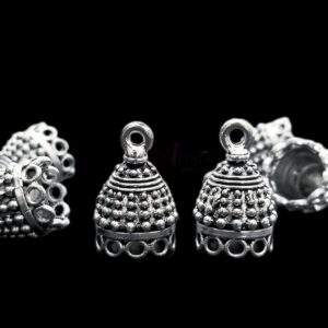 JHUMKAs0027- 5 PAIRS PACK OF GERMAN SILVER | OXIDIZED SILVER JHUMKIES FOR EARRING MAKING