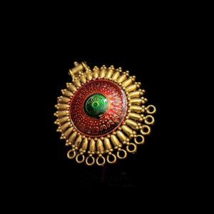 ARNAS 2 PCs PACK OF RED GREEN MEENAKARI GOLD PALTED OXIDIZED BIG PENDANT