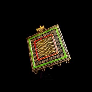 ARNAS 2 PCs PACK OF RED GREEN MEENAKARI GOLD PALTED OXIDIZED BIG PENDANT