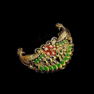 ARNAS 1 PC PACK OF RED GREEN MEENAKARI GOLD PALTED OXIDIZED BIG PENDANT