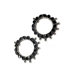 ARNAS 4 PCs PACK OF BLACK MEENAKARI SILVER PALTED OXIDIZED BIG PENDANT