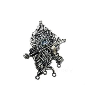 ARNAS 1 PC PACK OF MEENAKARI SILVER PALTED SHREE KRISHNA MOTIF OXIDIZED PENDANT