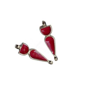 ARNAS 4 PCs PACK OF RED MEENAKARI SILVER PALTED OXIDIZED PENDANT