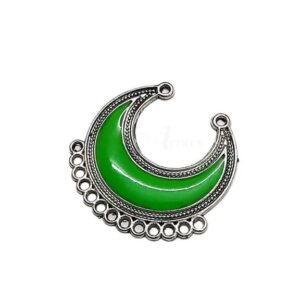 ARNAS 4 PCs PACK OF GREEN MEENAKARI SILVER PALTED OXIDIZED PENDANT