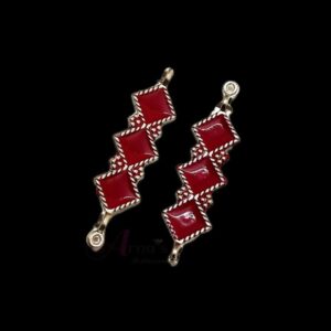 ARNAS 6 PCs PACK OF RED MEENAKARI SILVER PALTED OXIDIZED PENDANT