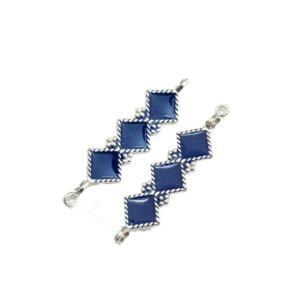 ARNAS 6 PCs PACK OF BLUE MEENAKARI SILVER PALTED OXIDIZED PENDANT