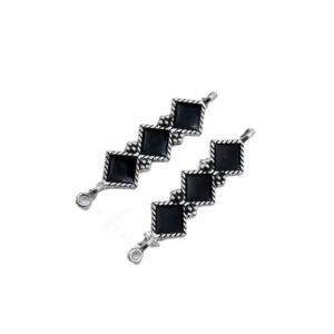 ARNAS 6 PCs PACK OF BLACK MEENAKARI SILVER PALTED OXIDIZED PENDANT