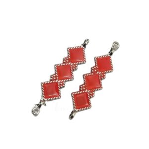 ARNAS 6 PCs PACK OF ORANGE MEENAKARI SILVER PALTED OXIDIZED PENDANT
