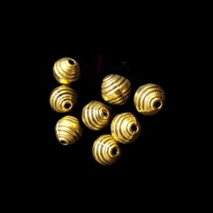 OXIBEADG0016- 50 GM PACK OF GOLDEN SPHERICAL MOTIF GERMAN SILVER METAL BEADS