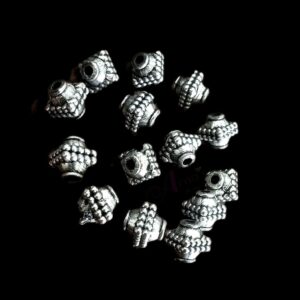 OXIBEADS0027- 50 GM PACK OF DESIGNER SMALL GERMAN SILVER METAL BEADS