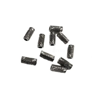 OXIBEADS0036- 50 GM PACK OF SILVER CYLINDRICAL SMALL GERMAN SILVER METAL BEADS