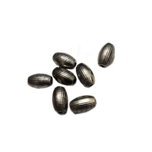 OXIBEADS0041- 30 GM PACK OF SILVER CYLINDRICAL OVAL MOTIF SMALL GERMAN SILVER METAL BEADS