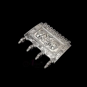 OXIS0122 -2 PCs PACK OF SILVER DESIGNER GANESH MOTIF RECTANGLE GERMAN SILVER PENDANT