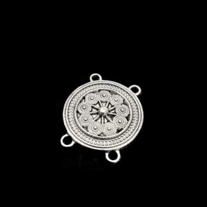 OXIS0129- 5 PCs PACK OF SILVER DESIGNER ROUND MOTIF GERMAN SILVER PENDANT