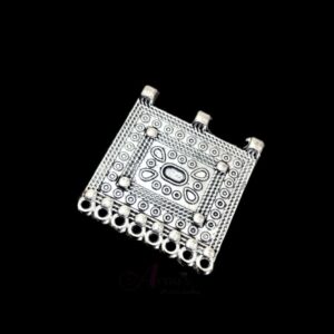 OXIS0132- 6 PCs PACK OF SILVER DESIGNER SQUARE MOTIF GERMAN SILVER PENDANT
