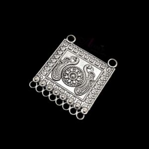 OXIS0148 - 4 PCs PACK OF SILVER DESIGNER SQUARE MOTIF GERMAN SILVER PENDANT