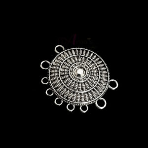 OXIS0177- 2 PCs PACK OF SILVER ROUND MOTIF GERMAN SILVER PENDANT