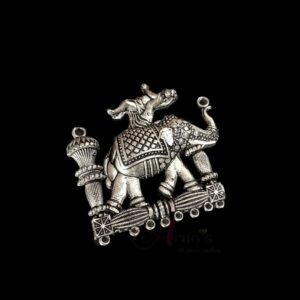OXIS0213- 1 PC PACK OF SILVER ELEPHANT MOTIF ROUND GERMAN SILVER PENDANT