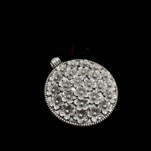 OXIS0237 -2 PCs PACK OF SILVER FLORAL MOTIF GERMAN SILVER PENDANT