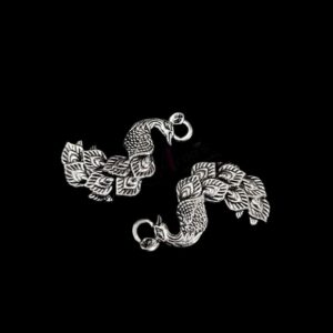 OXIS0242- 6 PCs PACK OF SILVER PEACOCK MOTIF GERMAN SILVER PENDANT