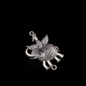 OXIS0253- 4 PCs PACK OF SILVER ELEPHANT MOTIF GERMAN SILVER PENDANT