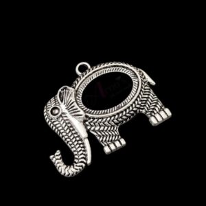 OXIS0255- 2 PCs PACK OF SILVER ELEPHANT MOTIF GERMAN SILVER PENDANT