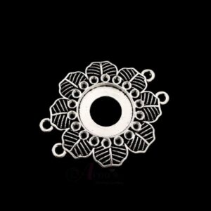 OXIS0262- 4 PCs PACK OF SILVER FLORAL DESIGN MOTIF GERMAN SILVER PENDANT