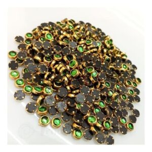 SKUNDAN0030- ARNA’S 25 GM PACK OF SIZE 4 MM X 4 MM TRANSPARENT GREEN ROUND MOTIF STICKING KUNDAN FOR EARRING| JEWELLERY MAKING