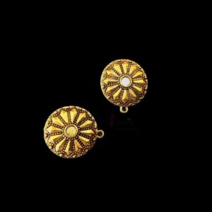 TOPg0040- 5 PAIRS PACK OF GERMAN GOLDEN | OXIDIZED ROUND GOLDEN SINGLE LOOP STUD TOP FOR EARRING MAKING