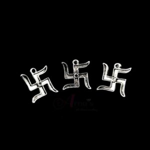 TOPs0055- 5 PAIRS PACK OF GERMAN SILVER | OXIDIZED SWASTIK MOTIF SILVER SINGLE LOOP STUD TOP FOR EARRING MAKING