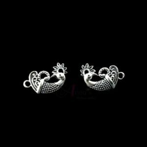 TOPs0060- 5 PAIRS PACK OF GERMAN SILVER | OXIDIZED DESIGNER BIRD MOTIF SILVER SINGLE LOOP STUD TOP FOR EARRING MAKING