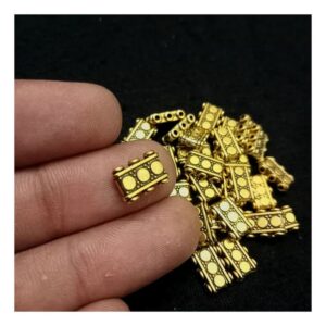 CONNECTOR0005- ARNA’S 20 PCs PACK OF GOLDEN OXIDISED GERMAN SILVER TRIPLE HOLE DIVIDER FOR JEWELLERY MAKING