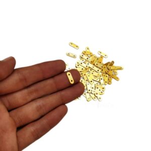 CONNECTOR0016- ARNA’S 10 GM PACK OF GOLDEN BRASS METAL DOUBLE HOLE DIVIDER FOR JEWELLERY MAKING