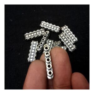 CONNECTOR0024- ARNA’S 20 PCs PACK OF SILVER OXIDISED GERMAN SILVER FIVE HOLE DIVIDER FOR JEWELLERY MAKING
