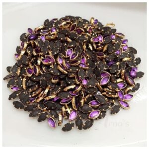 ARNA’S 25 GM PACK OF SIZE 8 MM X 5 MM TRANSPARENT PURPLE VESICA MOTIF STICKING KUNDAN FOR EARRING| JEWELLERY MAKING