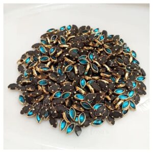 ARNA’S 25 GM PACK OF SIZE 8 MM X 5 MM TRANSPARENT SKY BLUE VESICA MOTIF STICKING KUNDAN FOR EARRING| JEWELLERY MAKING