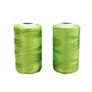 STHREAD0027- ARNAS 2 PCS PACK OF BRIGHT KELLY GREEN COLOR SILK THREAD FOR SEWING | CRAFTING | JEWELLERY MAKING