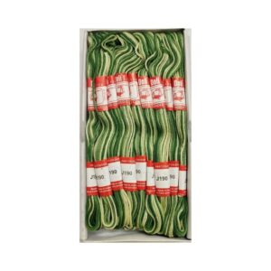 THREAD0009- ARNAS 1 BOX (25 PCS) OF DOLI GREEN-YELLOW SHADED COTTON THREAD FOR SEWING | CRAFTING | JEWELLERY MAKING